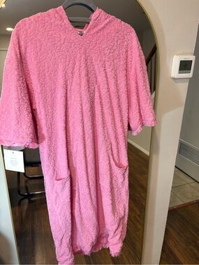 Dress Blank- Pink Midi Terry Dress With Hood